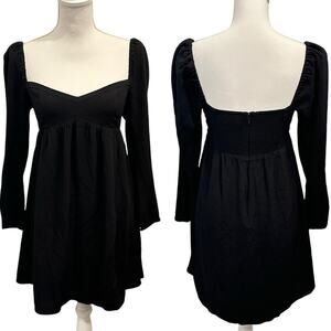 Aritzia Sunday Best Black Halle Puff Sleeve Babydoll Mini Dress Balletcore Witch